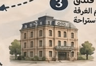 الفندق — استلام الغرفة والاستراحة